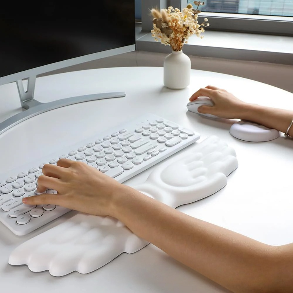 Gaming Keyboard And Mouse Set - Mauspad, ergonomische Angel-Tastatur-Handballenauflage und Mauspad-Set, reduziert