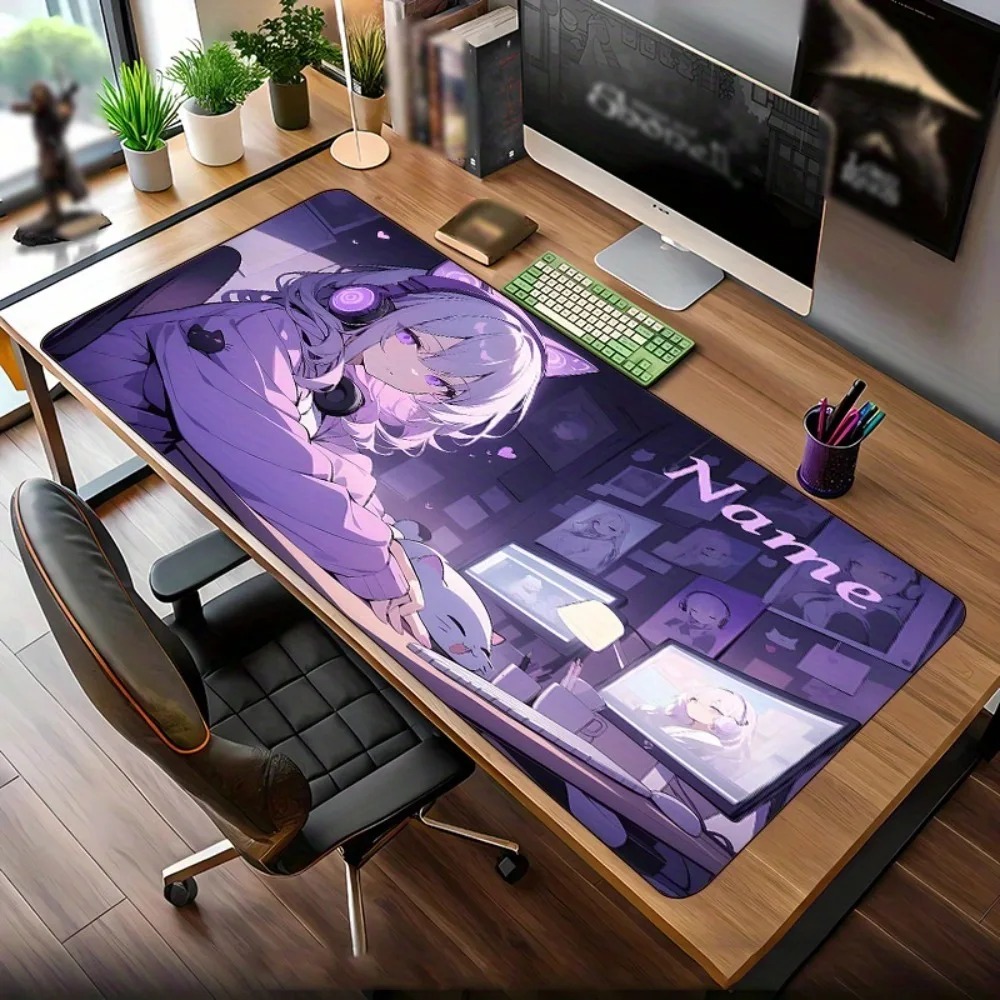 Gaming Keyboard Name - Anime-Mädchen Gaming-Schreibtischunterlage mit individuellem Namen, rutschfeste