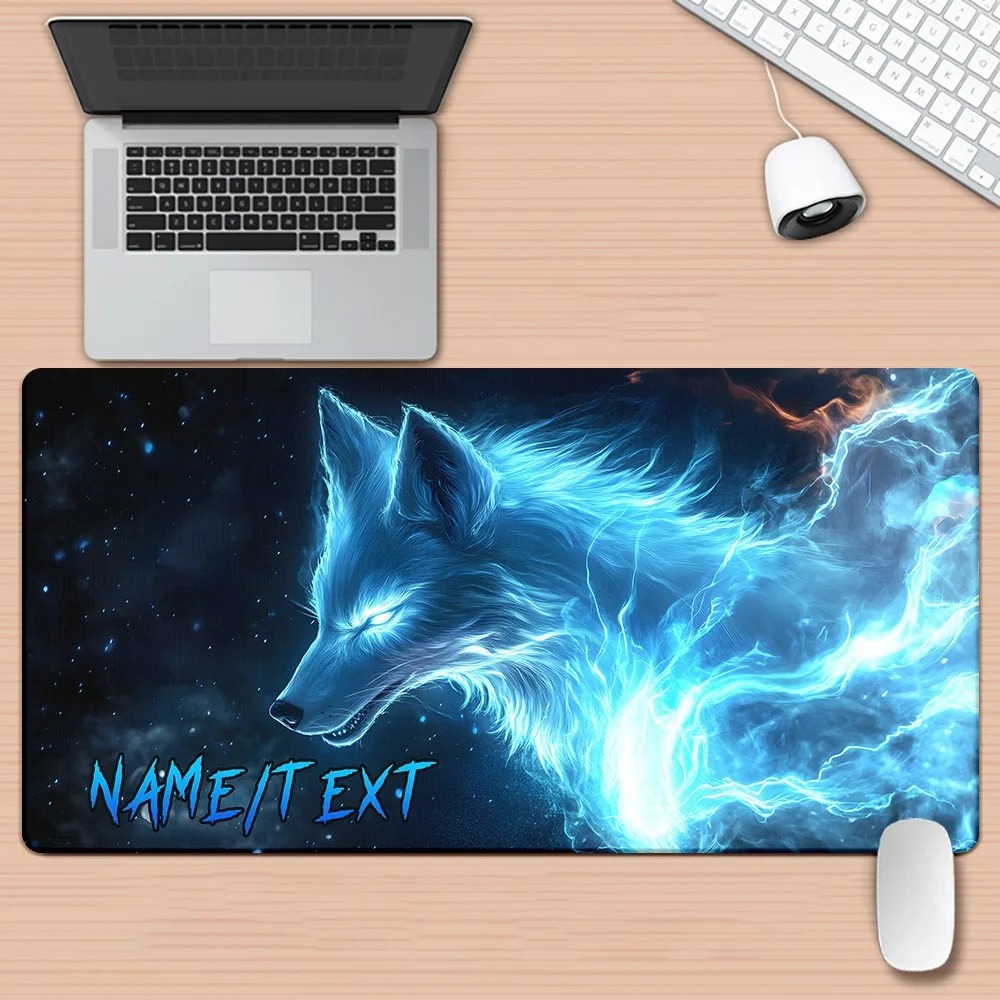 Gaming Keyboard Name - Personalisiertes XXL-Mauspad mit Magischem Wolf HD-Druck,