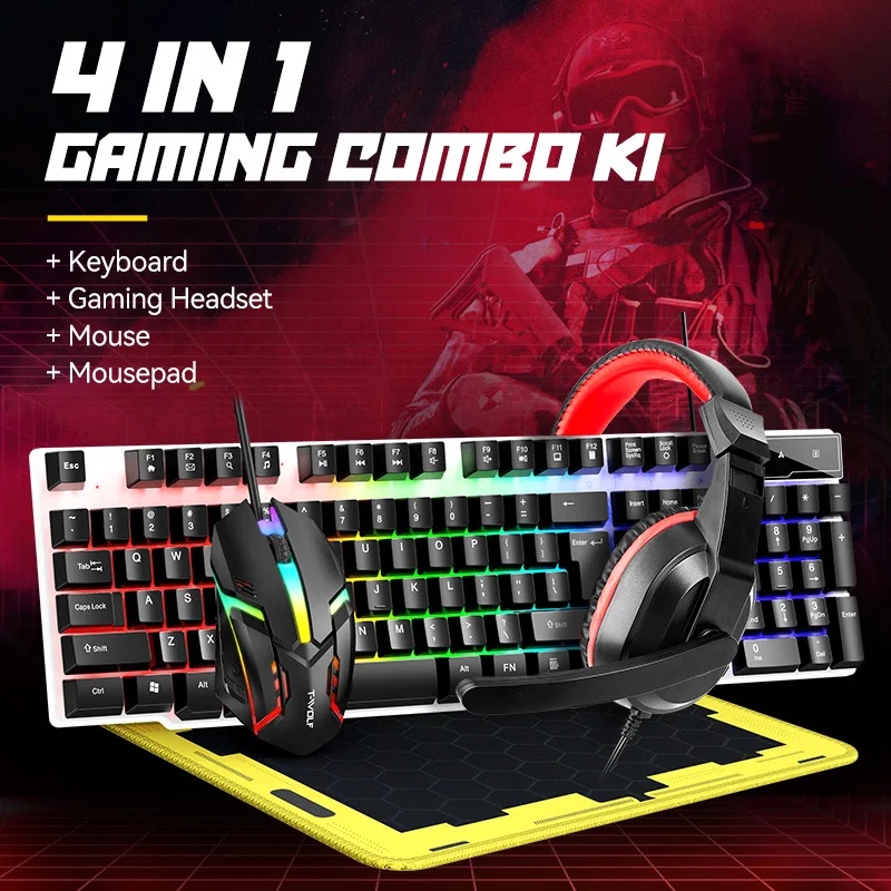 Gaming Keyboard And Mouse Set - NEUE USB-Tastatur- und Maus-Gaming-Headset-Kombinationen 4-in-1 Englische