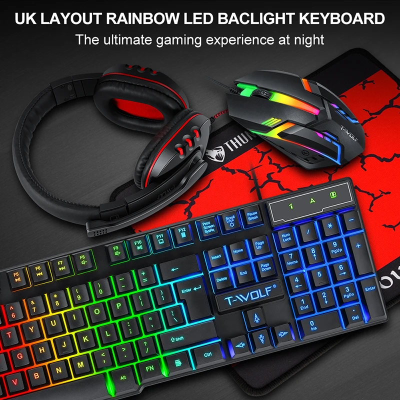 T-WOLF Game Vier-Teile-Set TF8 – Gaming Keyboard And Mouse Set Bewertung und Preis